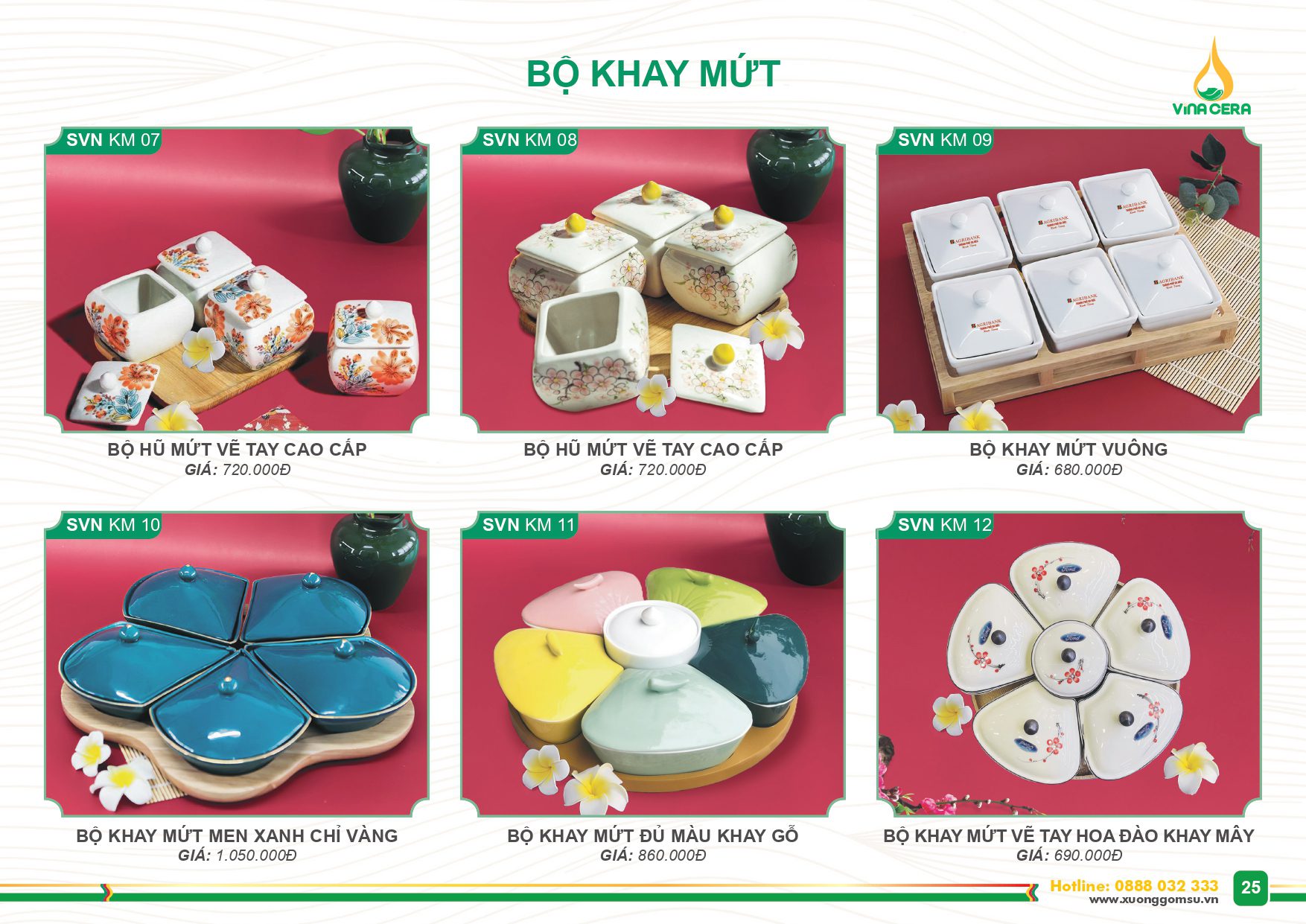 Xưởng Sản Xuất Khay Đựng Mứt Tết Gốm Sứ Cao Cấp Catalog và Báo giá Bộ khay mứt