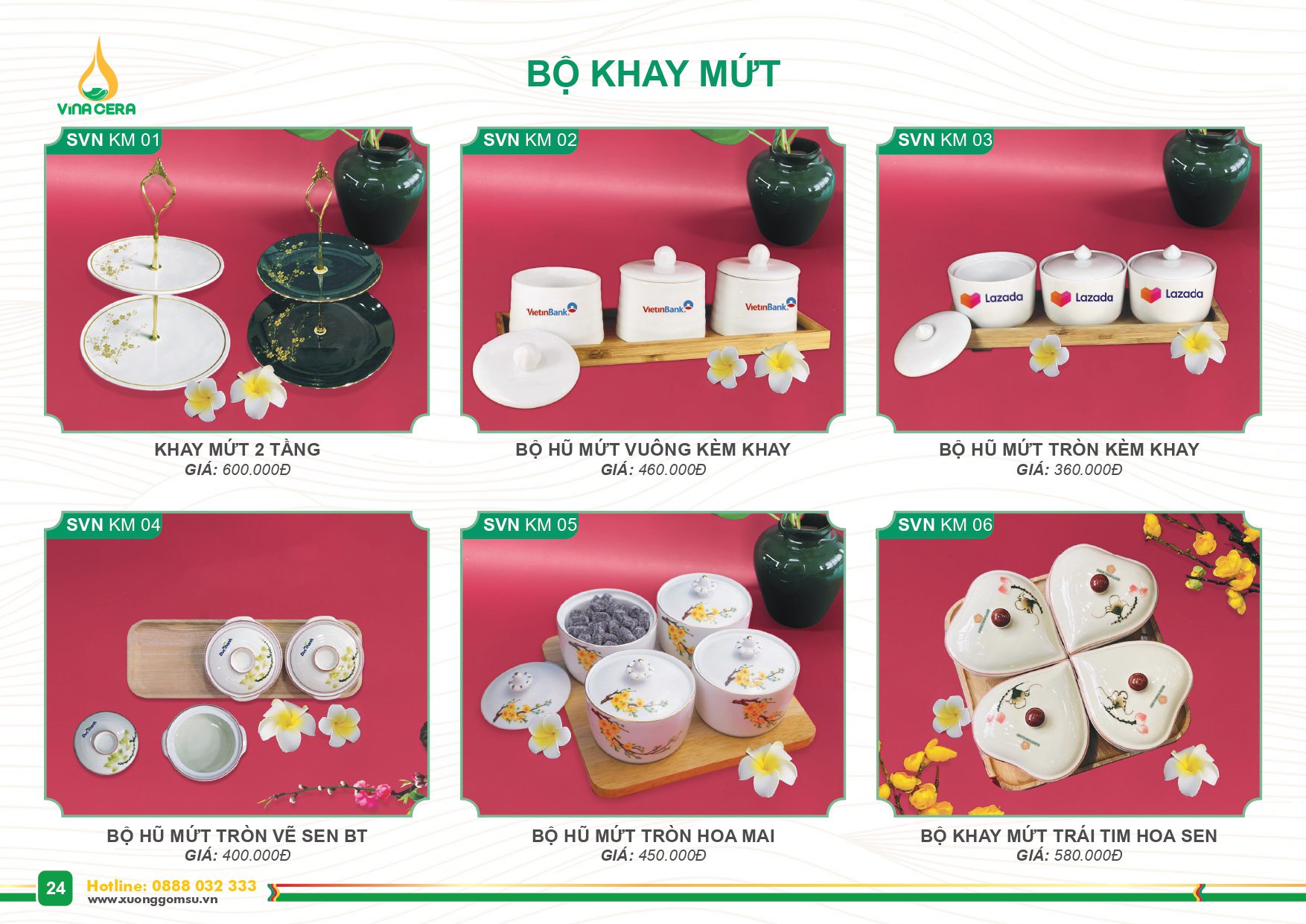 Xưởng Sản Xuất Khay Đựng Mứt Tết Gốm Sứ Cao Cấp Catalog và Báo giá Bộ khay mứt