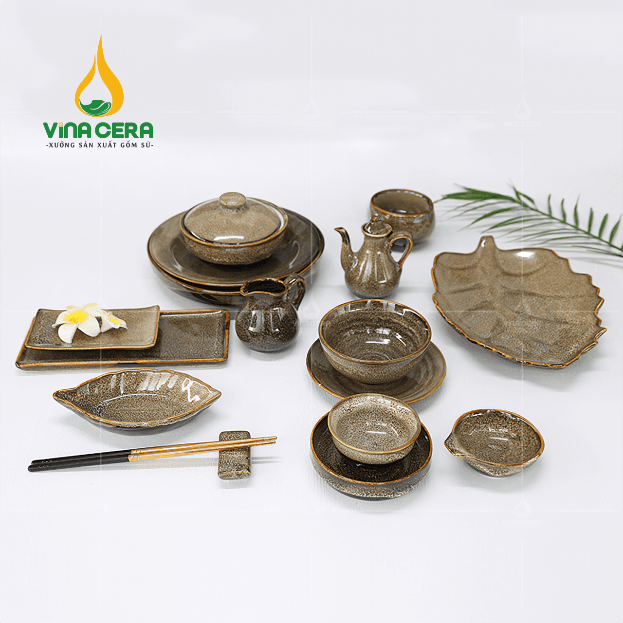 Vinacera - Chuyên Sản Xuất Bát Đĩa, Chén Dĩa Theo Yêu Cầu Bộ Bát Đĩa Bát Tràng Hỏa Biến Gấm
