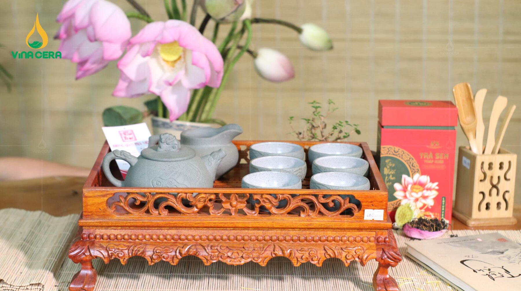 Bộ Ấm trà Hồng Sa Bát Tràng sở hữu vẻ đẹp tinh tế Ấm trà Hồng Sa Bát Tràng