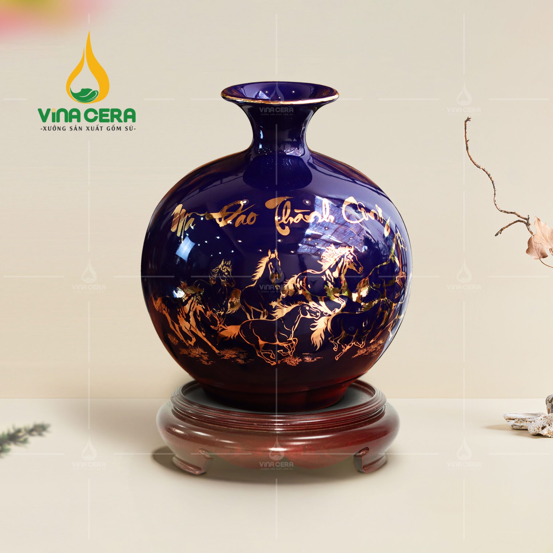 Xưởng Sản Xuất Bình Hút Tài Lộc Bát Tràng Theo Yêu Cầu - Giá Tốt Bình Hút Lộc Mã Đáo Thành Công Vẽ Vàng