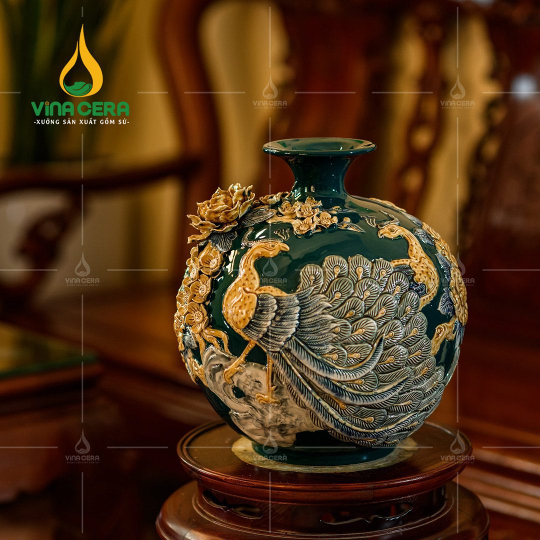 Catalogue Mẫu Bình Hút Lộc Mới Nhất + Báo Giá Bình Hút Lộc Bát Tràng Bình Hút Lộc Đôi Công Đắp Nổi Hoa Phù Dung