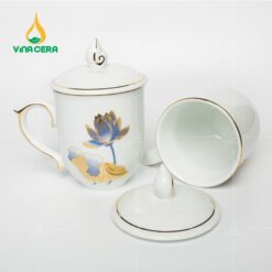 Ly Sứ Ngọn Lửa Sen Xanh Kẻ Vàng - LS-1053124 Ly Sứ Ngọn Lửa Sen Xanh Kẻ Vàng (1)
