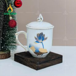 Ly Sứ Ngọn Lửa Sen Xanh Kẻ Vàng - LS-1053124 Ly Sứ Ngọn Lửa Sen Xanh Kẻ Vàng (1)