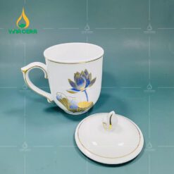 Ly Sứ Ngọn Lửa Sen Xanh Kẻ Vàng - LS-1053124 Ly Sứ Ngọn Lửa Sen Xanh Kẻ Vàng (1)