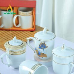 Ly Sứ Ngọn Lửa Sen Xanh Kẻ Vàng - LS-1053124 Ly Sứ Ngọn Lửa Sen Xanh Kẻ Vàng (1)