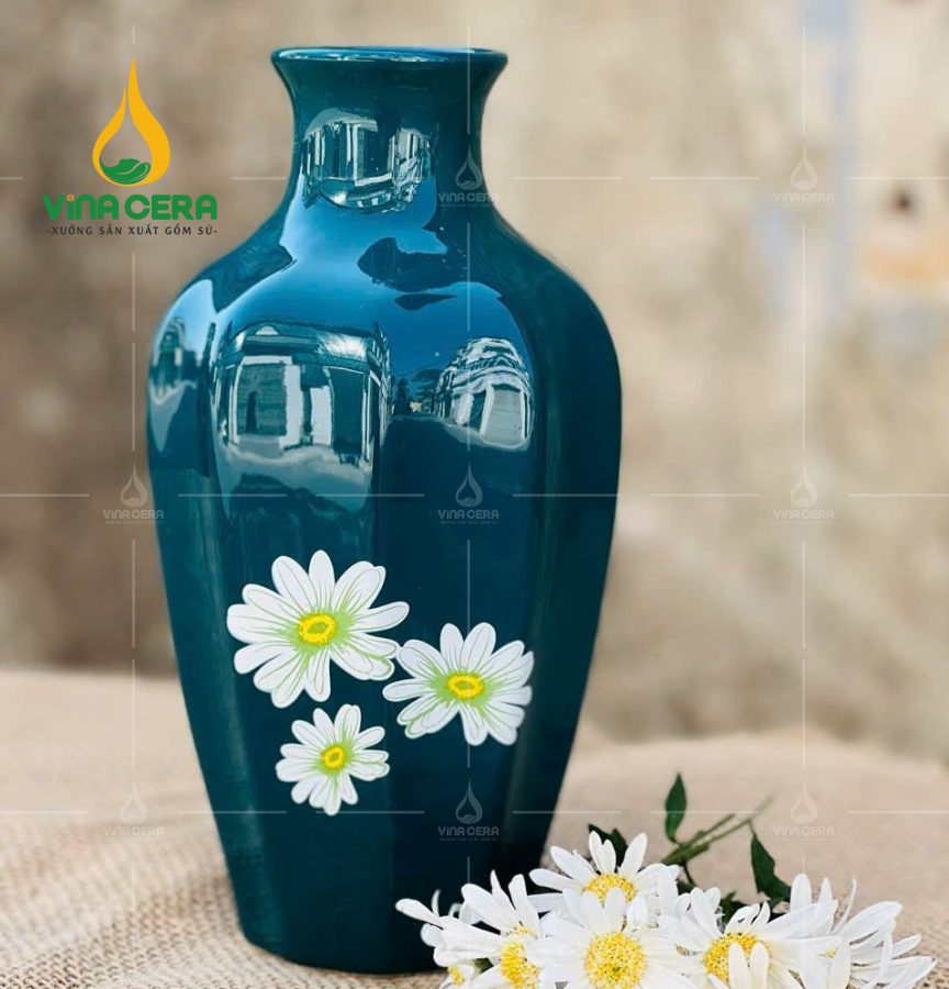 Mẫu Bình Hoa Men Xanh Lục Bảo Hoa Cúc