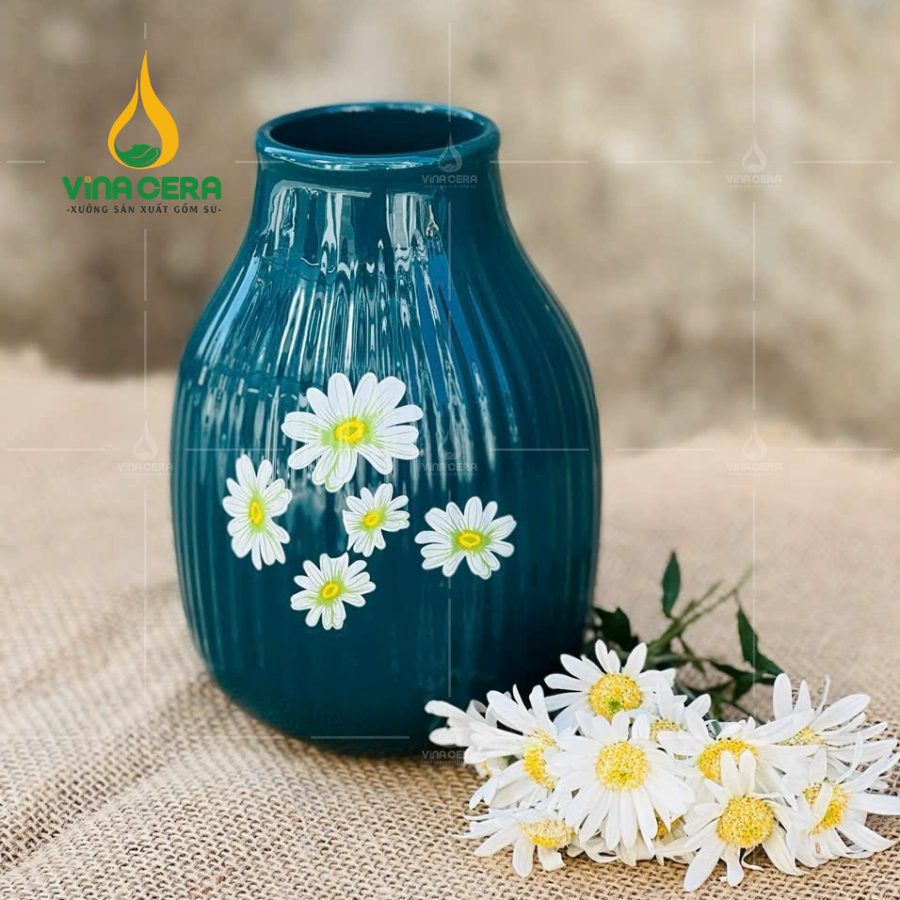 Mẫu Bình Hoa Men Xanh Lục Bảo Hoa Cúc