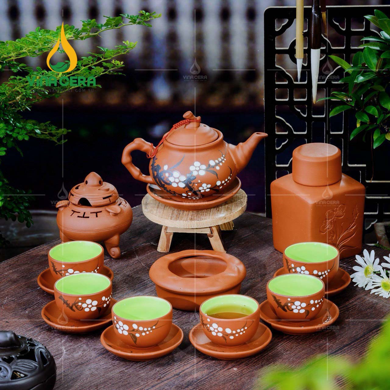 Top 10 Bộ Ấm Trà In Logo Quà Tặng Được Ưa Chuộng Nhất 2024 Bộ Trà Gốm Tử Sa Hoa Đào