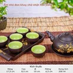 Bộ Trà Gốm Tử Sa Hoa Vẽ Vàng