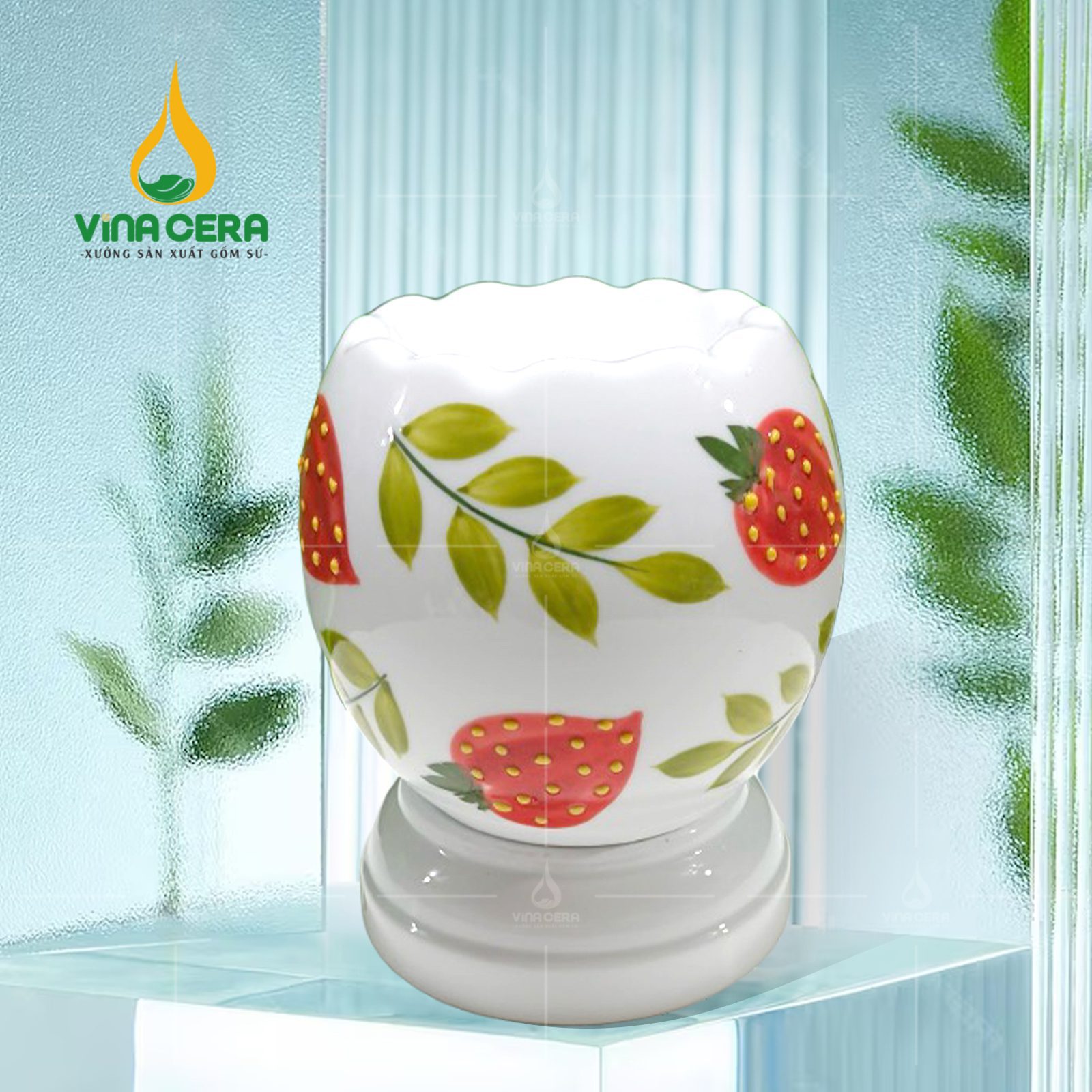 Đèn xông tinh dầu cổ loe vẽ hoa