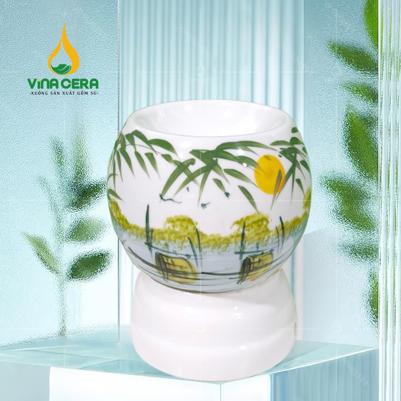 Đèn Xông Tinh Dầu Bát Tràng Miệng Tròn - SVN DX 22042401 Đèn Xông Tinh Dầu Bát Tràng Miệng Tròn