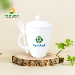 Ly Sứ Bầu Có Nắp Đậy Kèm Thìa