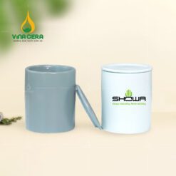 Ly Sứ Không Quai Có Nắp Men Mát