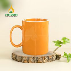 Ly Sứ Trụ Màu Matt Cam Quai C 350 ml