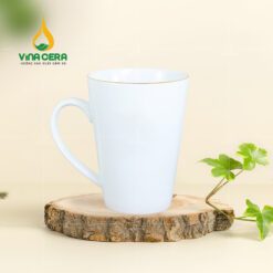 Cốc Vát Trắng Viền Kim Vàng men bóng LS 0622024