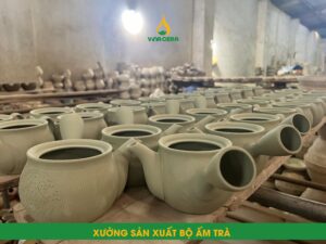 Bộ Ấm Trà In Logo xưởng sản xuất ấm trà bát tràng