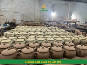 Bộ Ấm Trà In Logo xưởng sản xuất ấm trà bát tràng