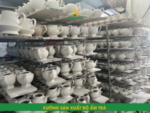 Bộ Ấm Trà In Logo xưởng sản xuất ấm trà bát tràng