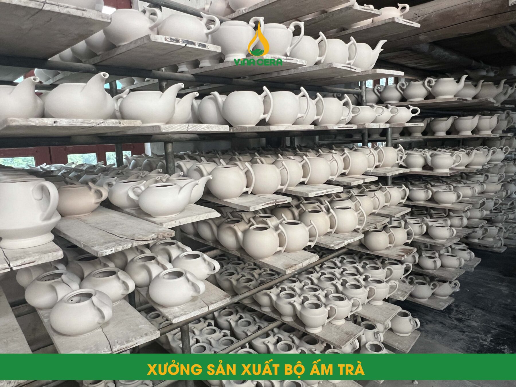 Ấm Chén Quà Tặng Bát Tràng In logo AC-0210324 xưởng sản xuất ấm trà bát tràng