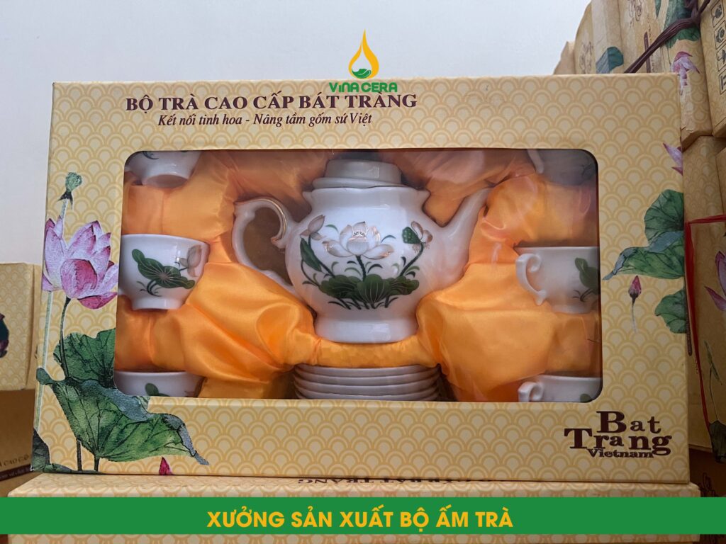 Bộ Trà Đài Cát Phú Quý Cầu Dừa Kẻ Vàng - SVN BAT 26032402 Bộ Trà Đài Cát Phú Quý Cầu Dừa Kẻ Vàng