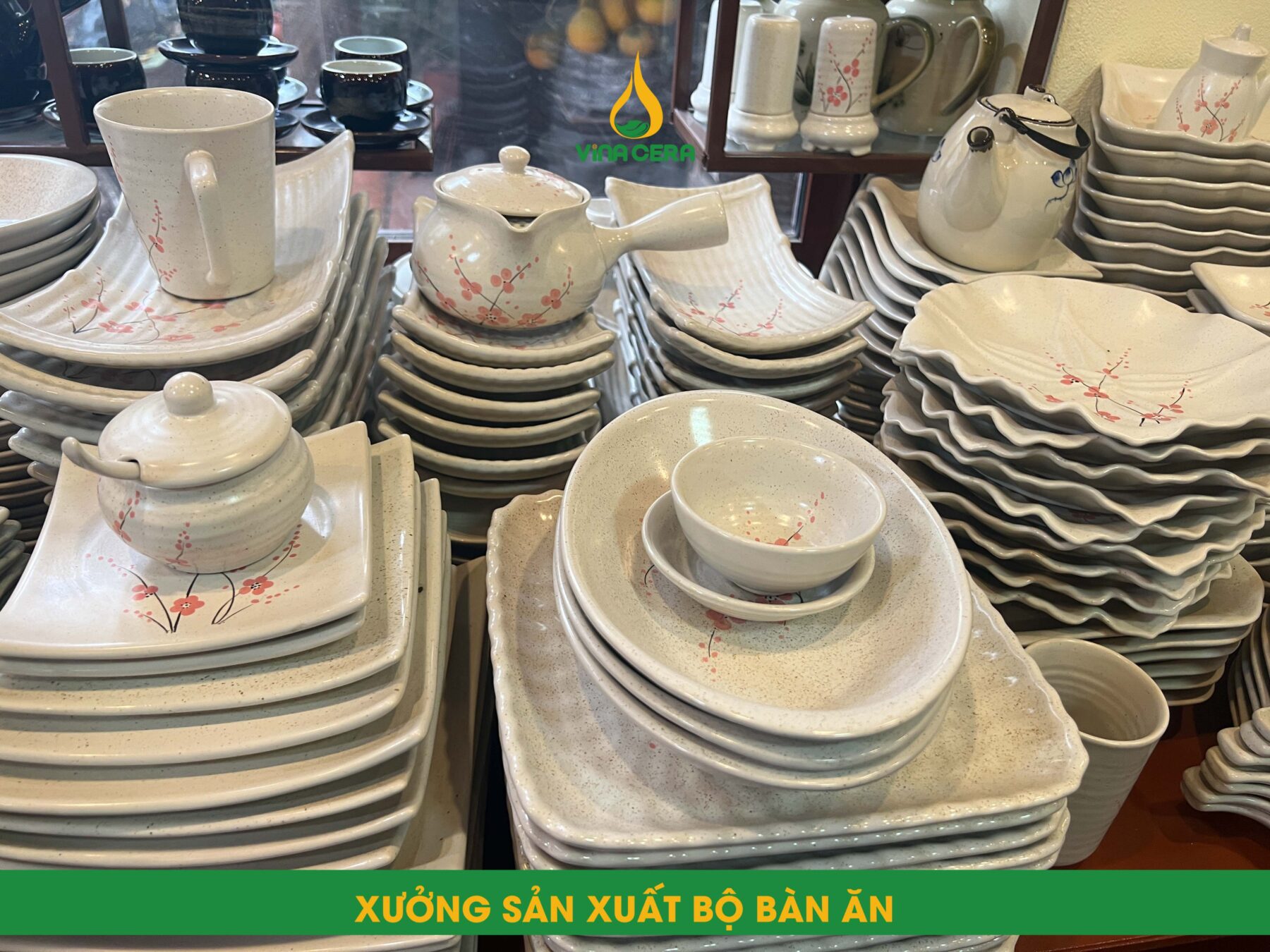 Bộ Chén Đĩa Men Gốm Hoa Đào - SVN BBA 04042402 IMG 3747