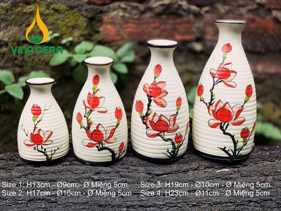 Bình Hoa Gốm Bát Tràng Vẽ Tay - SVN BH 19042404 Bình Hoa Gốm Bát Tràng Vẽ Tay