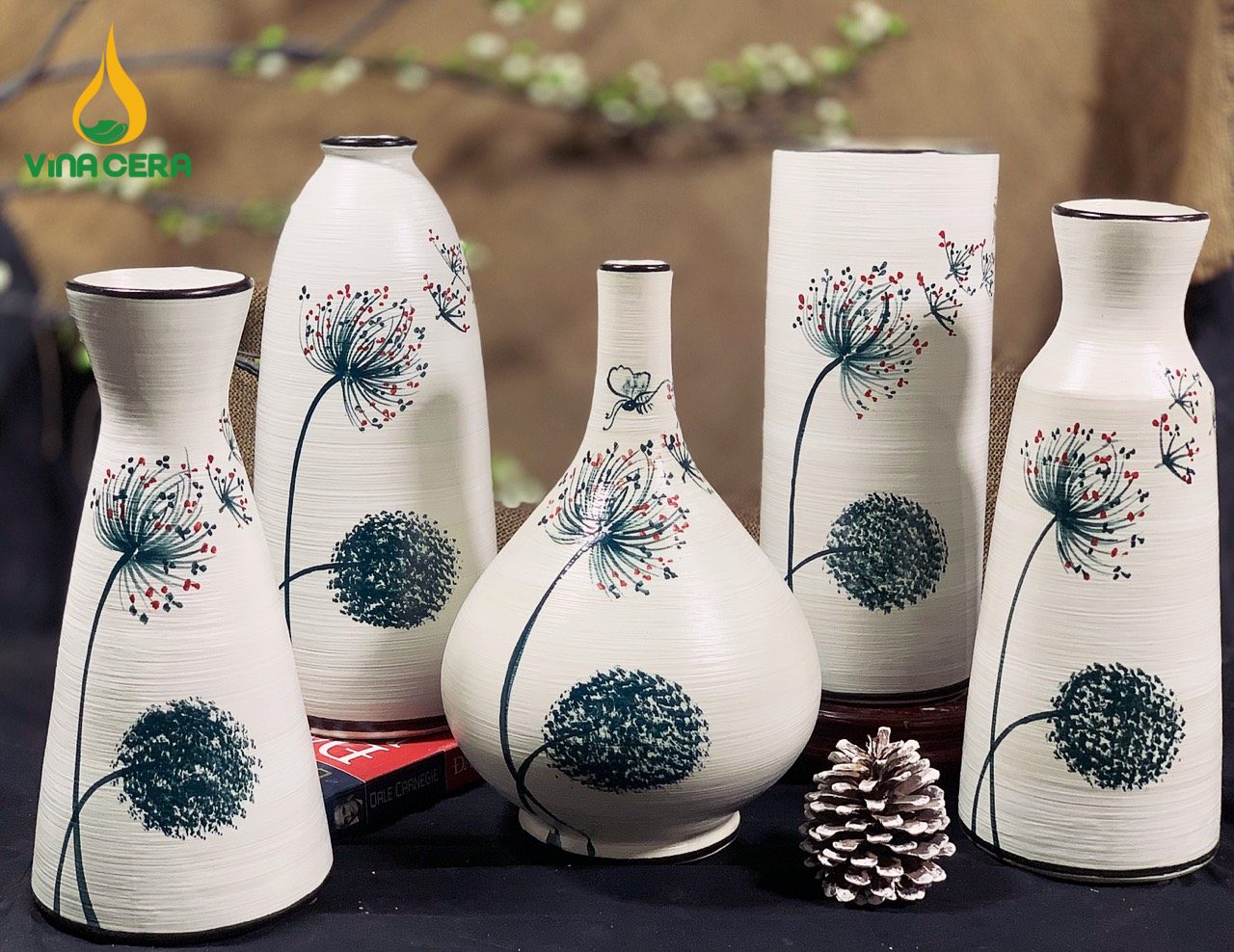 Bình Hoa Bát Tràng Vẽ Bồ Công Anh - SVN BH 11042401 Bình Hoa Bát Tràng Vẽ Bồ Công Anh