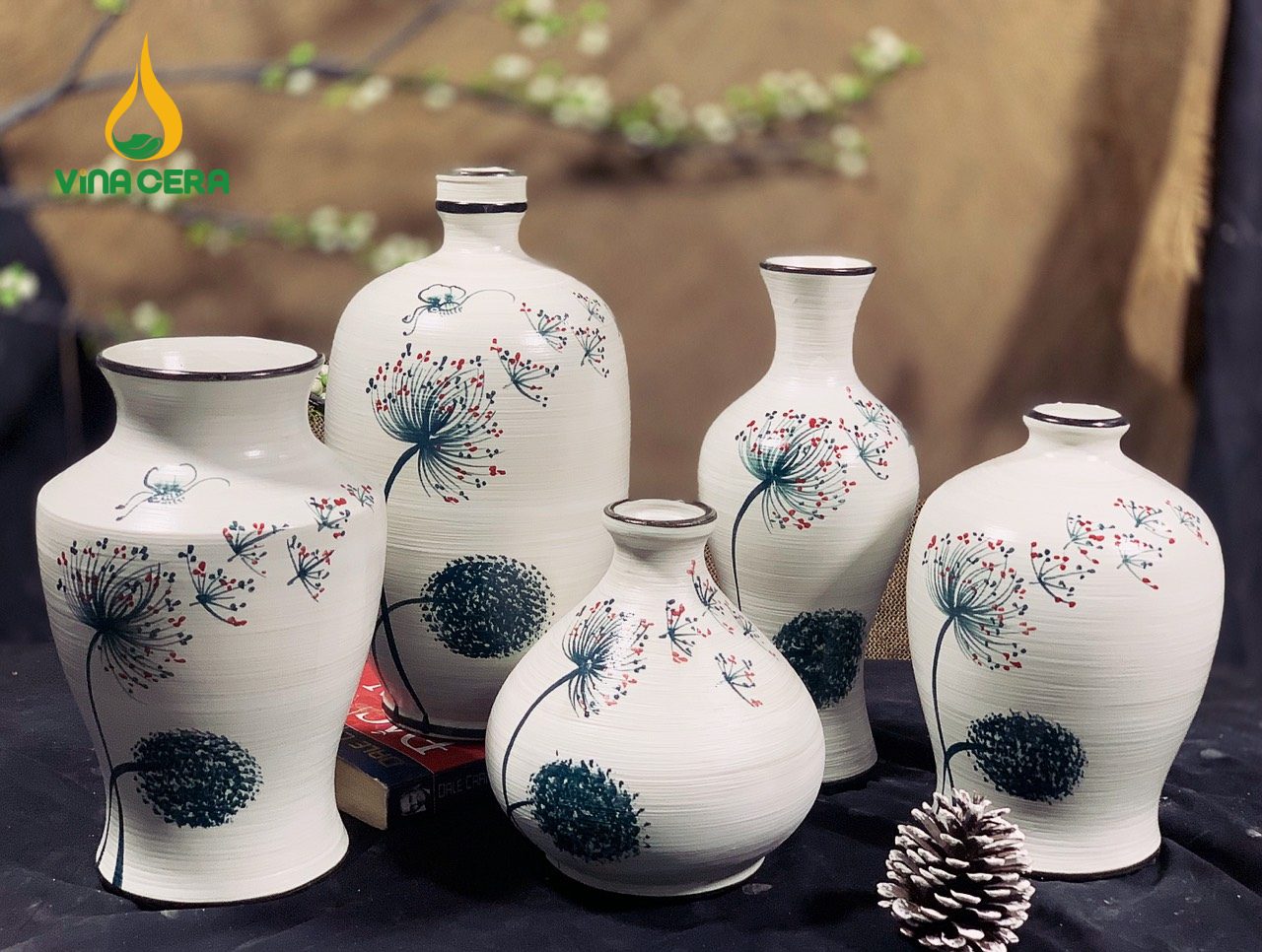 Bình Hoa Bát Tràng Vẽ Bồ Công Anh - SVN BH 11042401 Bình Hoa Bát Tràng Vẽ Bồ Công Anh