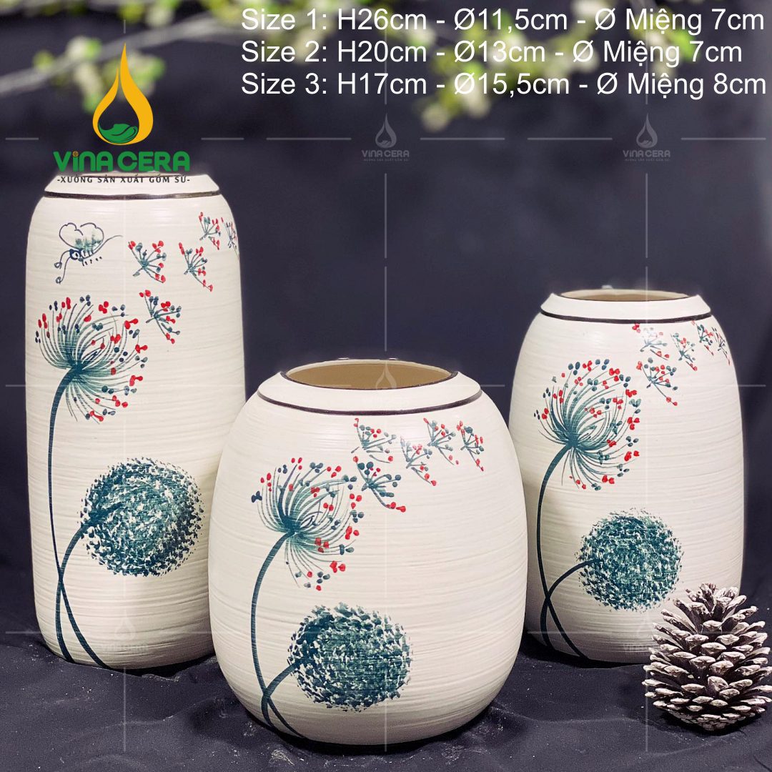 Bình Hoa Bát Tràng Vẽ Bồ Công Anh - SVN BH 11042401 Bình Hoa Bát Tràng Vẽ Bồ Công Anh