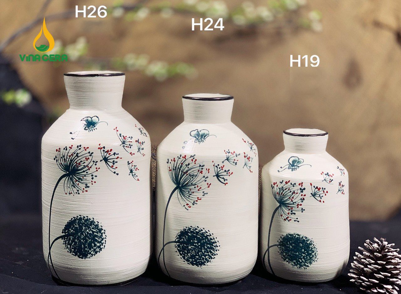 Bình Hoa Bát Tràng Vẽ Bồ Công Anh - SVN BH 11042401 Bình Hoa Bát Tràng Vẽ Bồ Công Anh