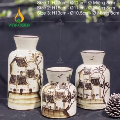 Bình Hoa Vẽ Tay Phố Cổ Xưa