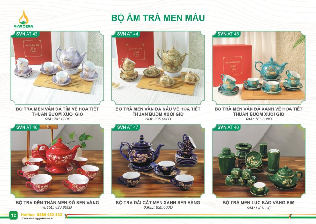 Catalog và Báo giá Bộ ấm trà men màu