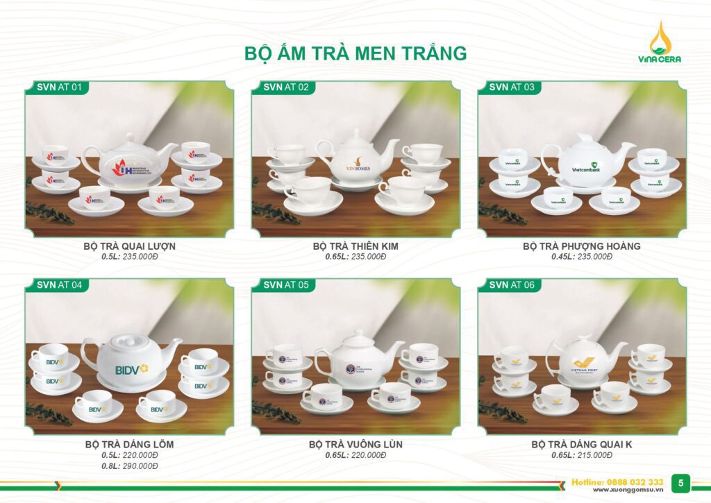 Catalog và Báo giá Bộ ấm trà men trắng