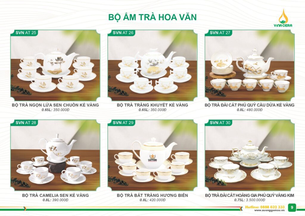 Catalog và Báo giá Bộ ấm trà hoa văn