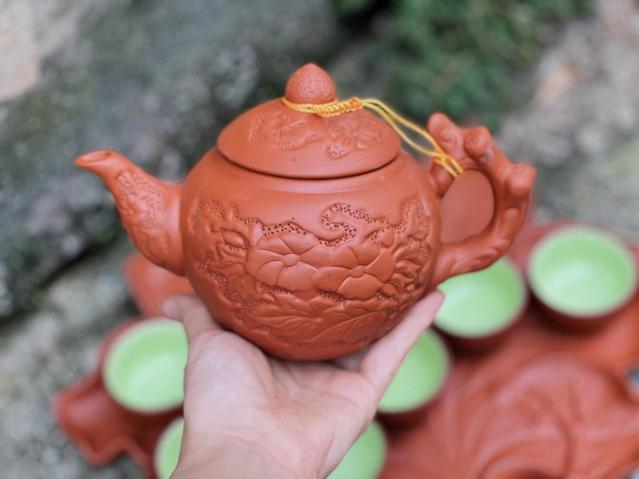 Bộ Trà Tử Sa Bát Tràng Hoa Châm