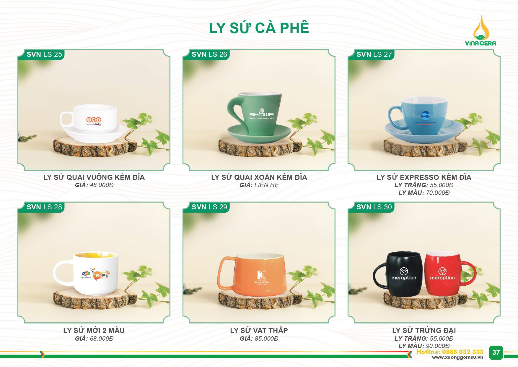 Catalog và Báo giá Ly sứ cafe