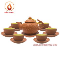 Bộ Ấm Trà Tử Sa Họa Tiết Sen Đắp Nổi