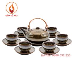 Bộ ấm trà gốm hỏa biến Bát Tràng