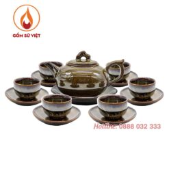 Bộ ấm trà hỏa biến đẹp Bát Tràng