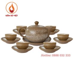 Bộ Ấm Trà Gốm Hồng Sa Dáng Tròn