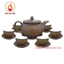 Bộ Ấm Trà Khắc Hoa Sen Đẹp Giá Rẻ