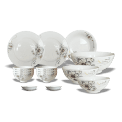 Bộ Chén Dĩa Hoa Hồng Bạch Kim- Bát Tràng 14 Sản Phẩm