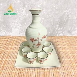 Bình Rượu Sứ Trắng Hoa Đào BR-0352324