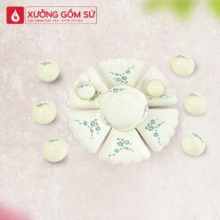 Bộ Chén Đĩa Hoa Mặt Trời Hoa Đào Xanh BBA-0652224