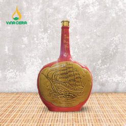Nậm Rượu Bát Tràng Men Đỏ Thuận Buồm Xuôi Gió BR-1352324