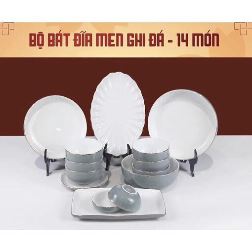 Bộ Bát Đĩa Men Ghi Đá Viền Vàng Kim 14 Món BBA-0952224 là sản phẩm được làm trên chất liệu gốm sứ xương cao cấp với nền men ghi đá, sang trọng Sử dụng sản phẩm để trang trí sẽ khiến cho không gian được trưng bày trở nên ý nghĩa hơn.