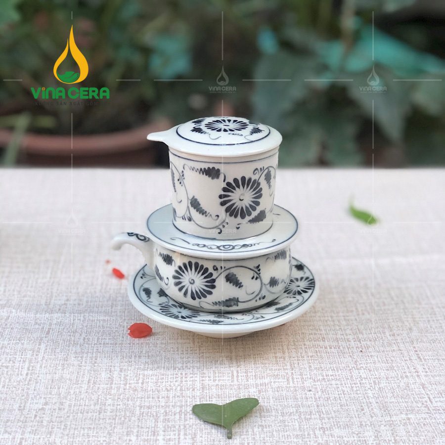 Trang chủ Bộ phin pha cà phê gốm Bát Tràng Hoa Văn