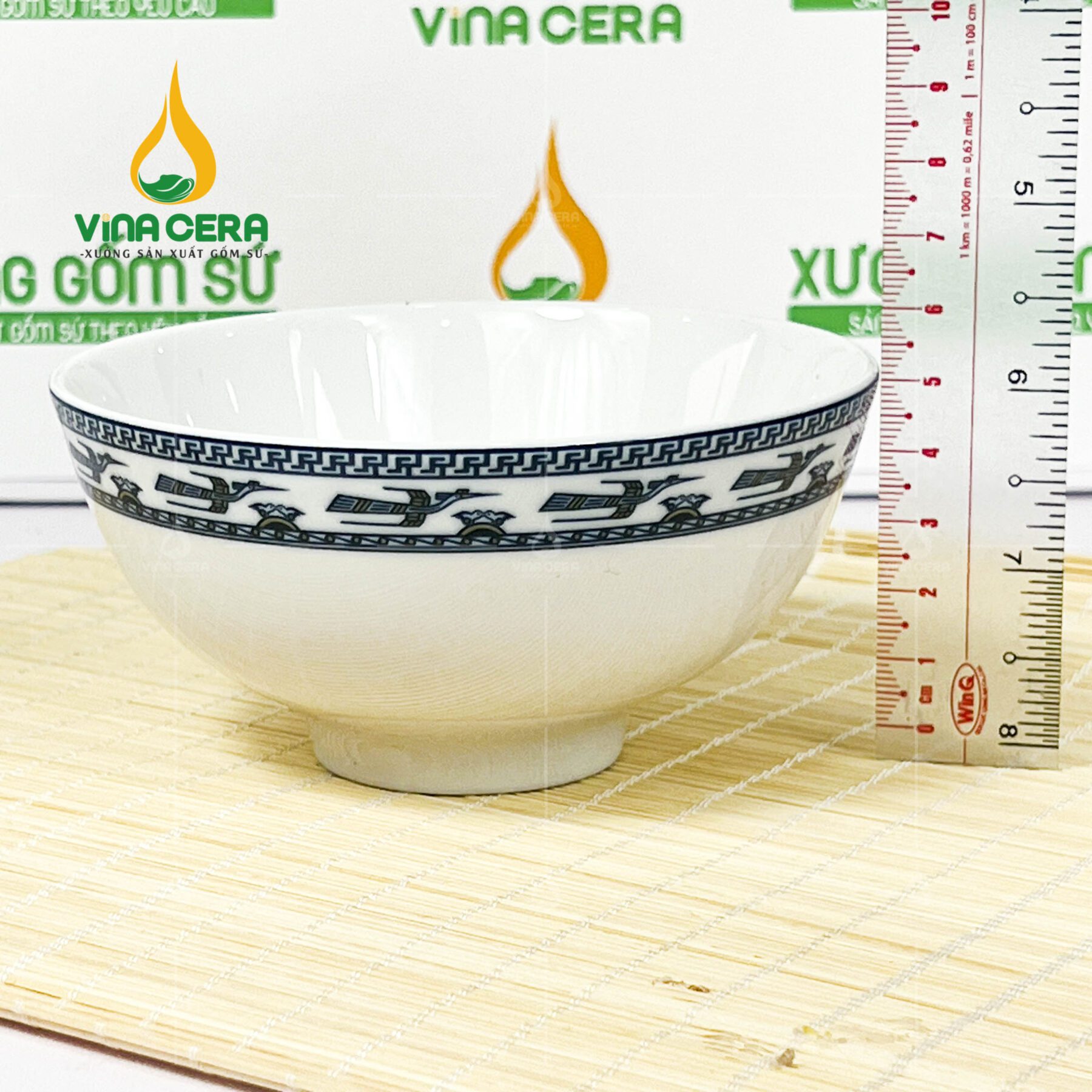 Chén Cơm Sứ Trắng Họa Tiết Chim Lạc - SVN BC 09052404 Chén Cơm Sứ Trắng Họa Tiết Chim Lạc