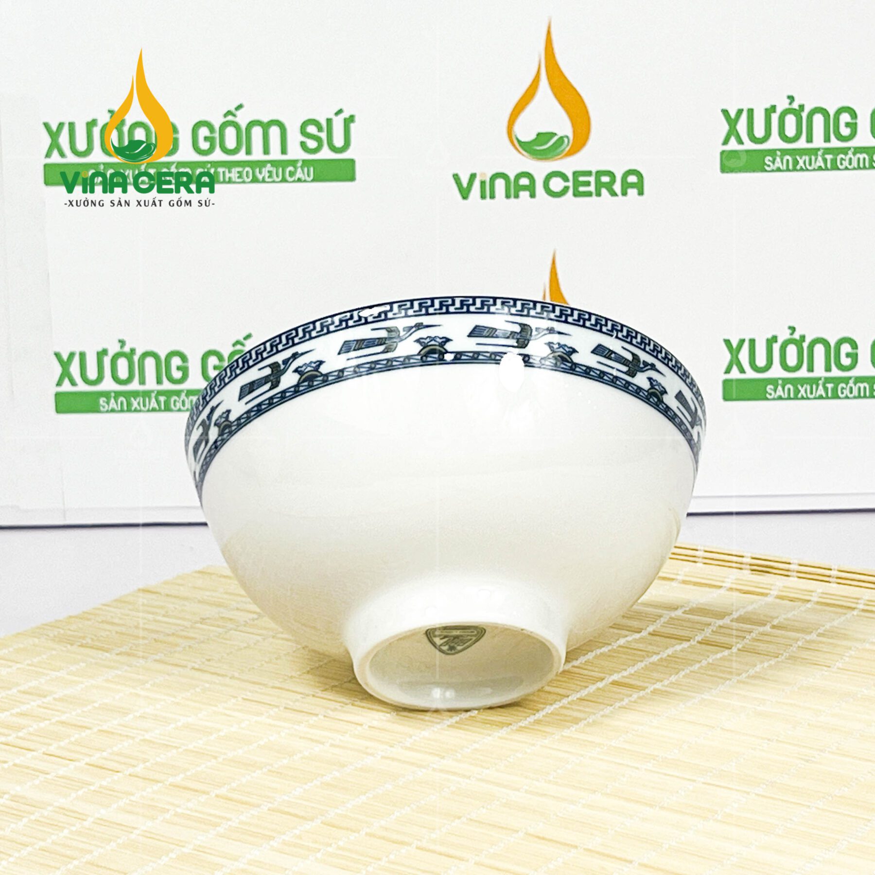 Chén Cơm Sứ Trắng Họa Tiết Chim Lạc - SVN BC 09052404 Chén Cơm Sứ Trắng Họa Tiết Chim Lạc